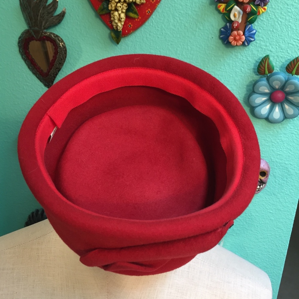 Red Vintage Hat with Black Accent - Picture 5 of 7